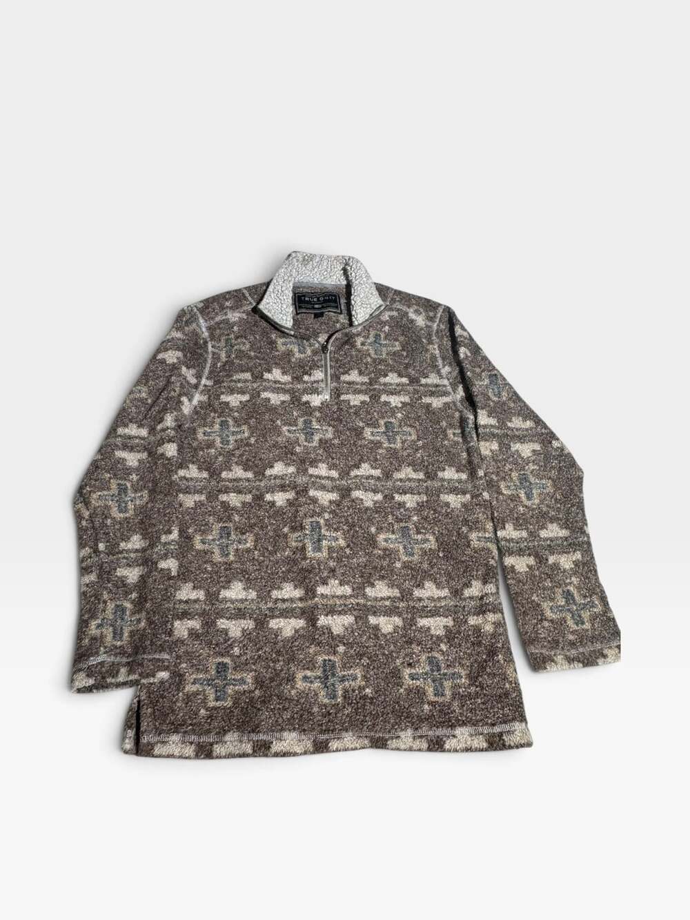 True Grit Fleece Pullover Womens XS Southwestern Aztec Sherpa 1/4 Zip Sweater⁠